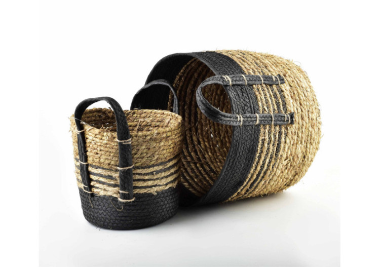 Panier BALI - Set de 2 en Herbe Marine, Style Boho - HIWB2817-PROM - Mondex 2