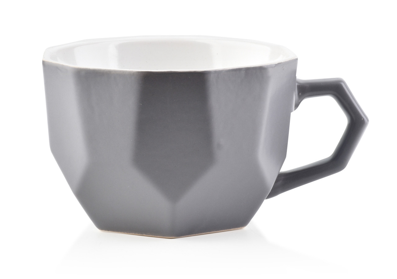 Mug SALLY GEO GREY - Céramique 450ml 12x15xh7.8cm - HTPS5221-PROM - Affekdesign By Mondex