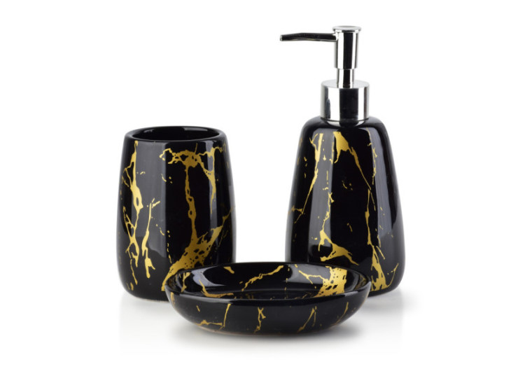 Set de Salle de Bain ODETTE - Accessoires en céramique 360ml - HTWM5290 - Bathlab By Mondex