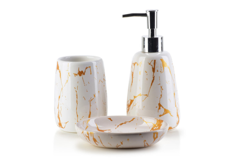 Set de salle de bain ODETTE - 360ml en céramique - HTWM5306 - Bathlab By Mondex