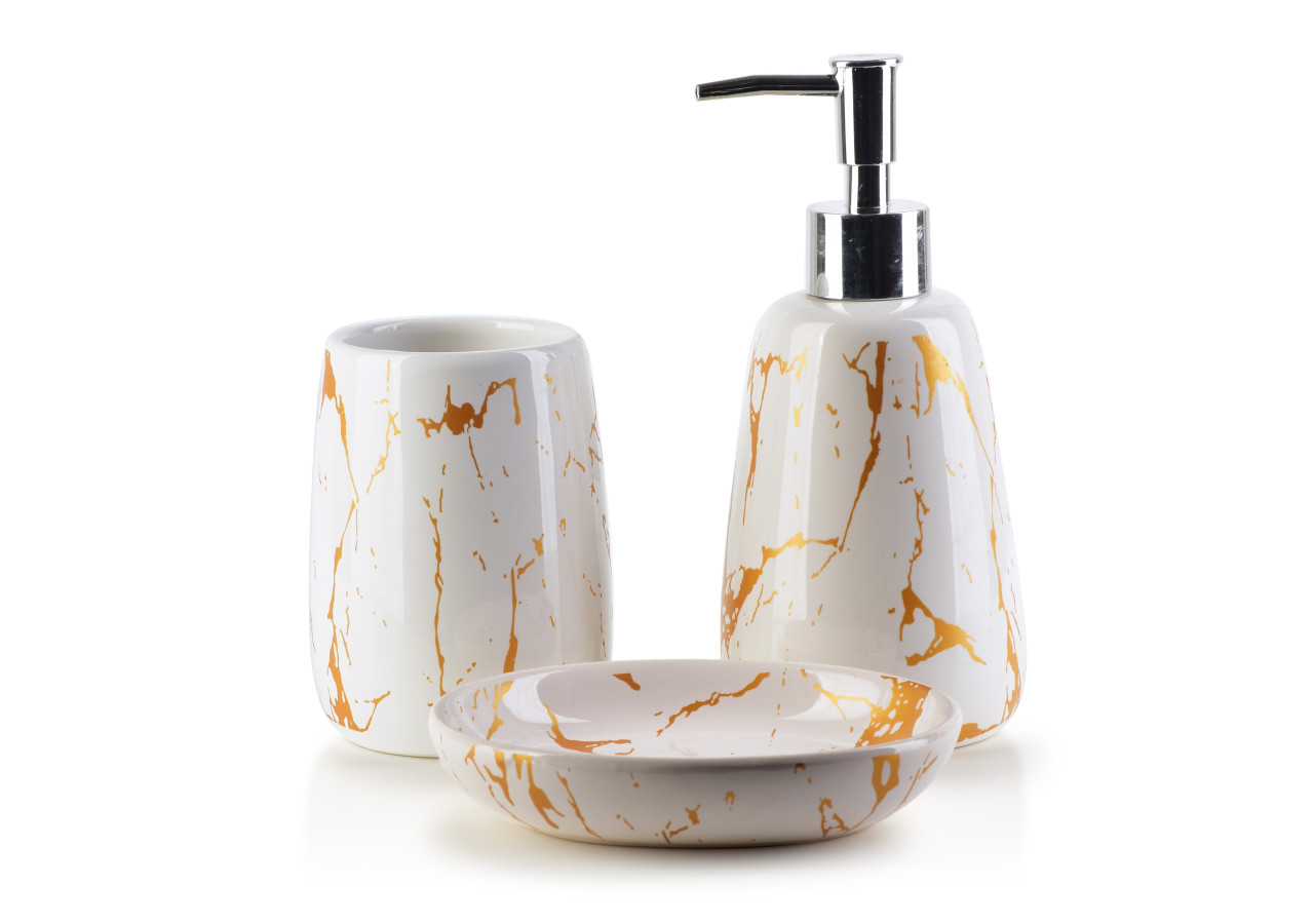 Set de salle de bain ODETTE - 360ml en céramique - HTWM5306 - Bathlab By Mondex