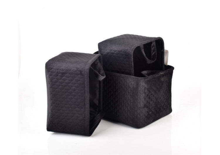 Panier SARA BLACK - Set de 3 paniers en velours rectangulaires - HIWB6969-PROM - Mondex 2