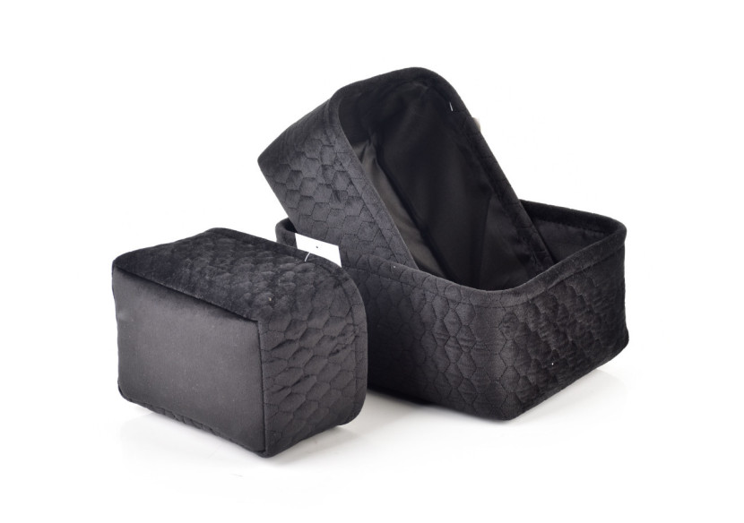 Panier SARA BLACK - Set de 3 paniers en velours rectangulaires compacts - HIWB7041-PROM - Mondex