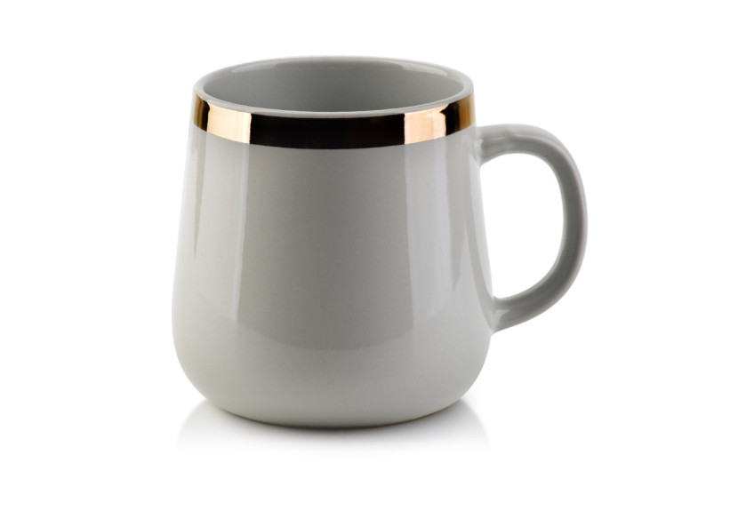 Mug DALIA - Porcelaine grise avec bande dorée 500ml - HTPT8017-PROM - Affekdesign By Mondex Mug DALIA - Porcelaine grise avec bande dorée 500ml - HTPT8017-PROM - Affekdesign By Mondex