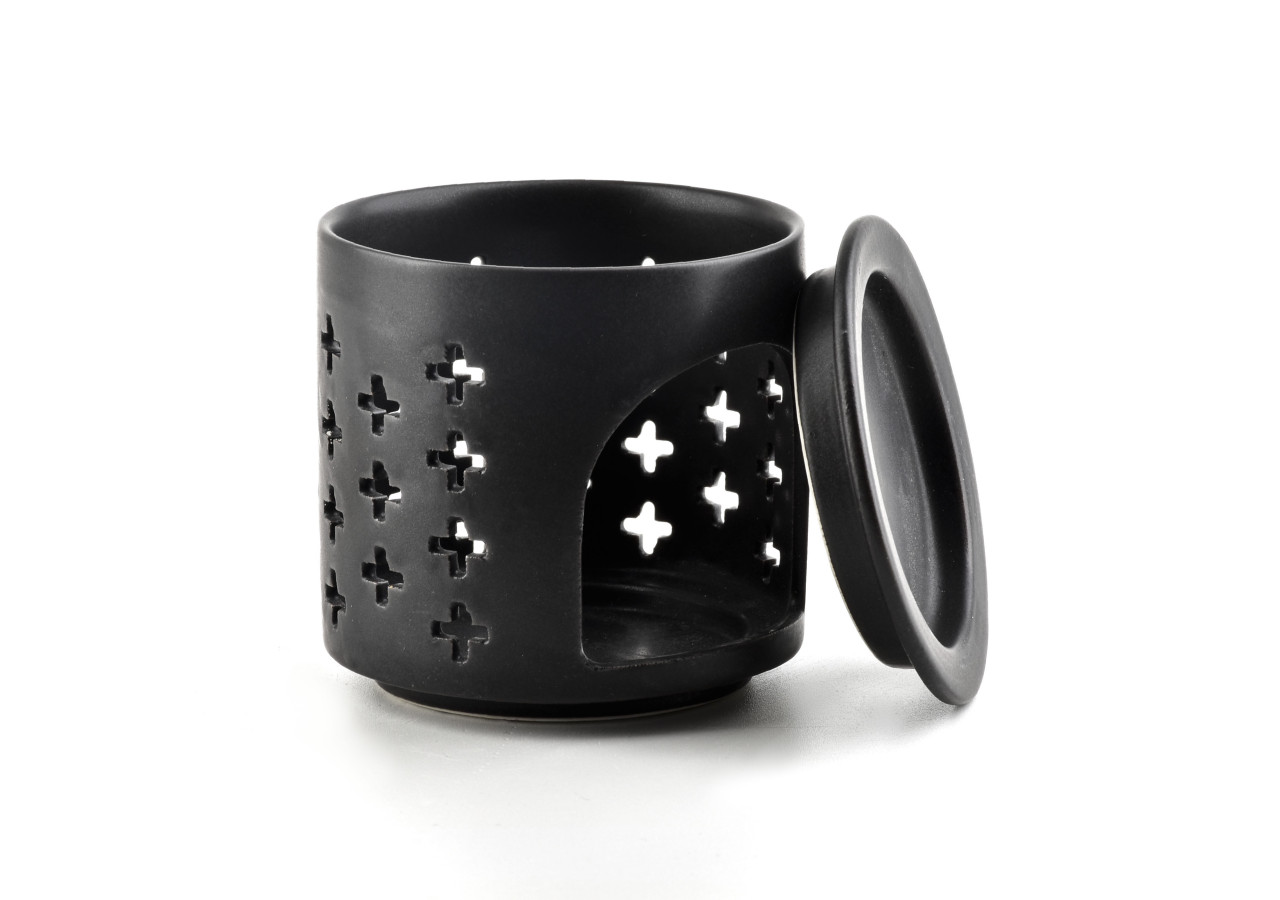 Brûleur d'huiles essentielles VESTA - Céramique noire 7,3x7,5cm - HTTP4286 - Mondex