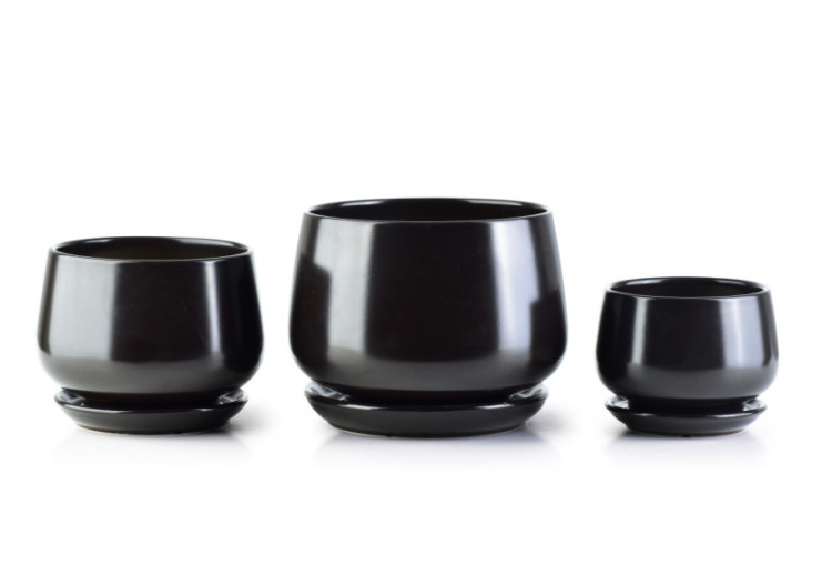 Ensemble de 3 Pots NEVA - Noir mat, 19x15cm, 15x12cm et 11x10cm - HTYE1475-PROM - Mondex