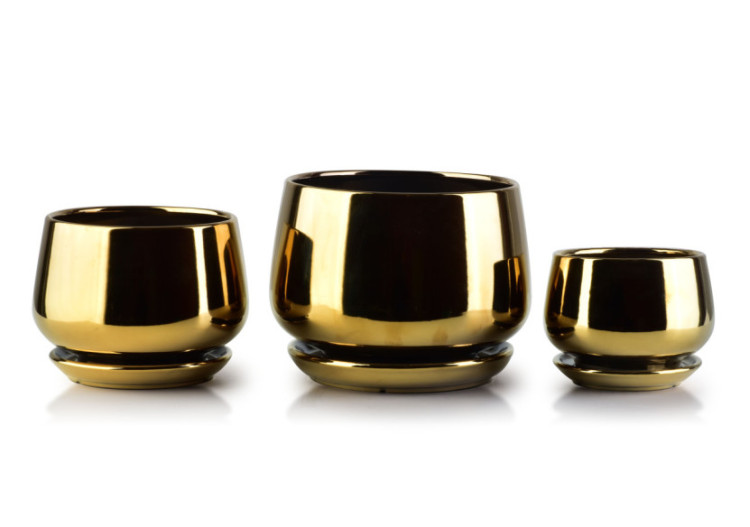 Ensemble de 3 Pots NEVA - Or, 19x15cm, 15x12cm et 11x10cm - HTYE1512-PROM - Mondex