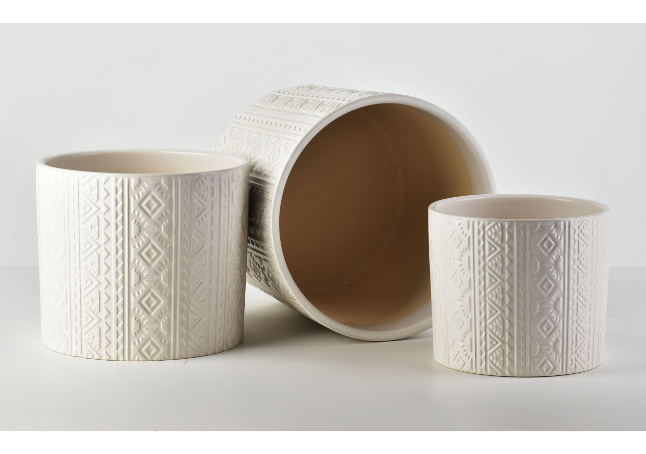 Ensemble de 3 pots NEVA - Design moderne en céramique - HTYE2366 - Mondex