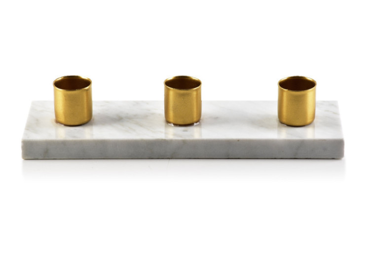 Bougeoir CEDRIC MARBLE - 20x6,5xh4cm pour 3 bougies - HTOP3400-PROM - Mondex