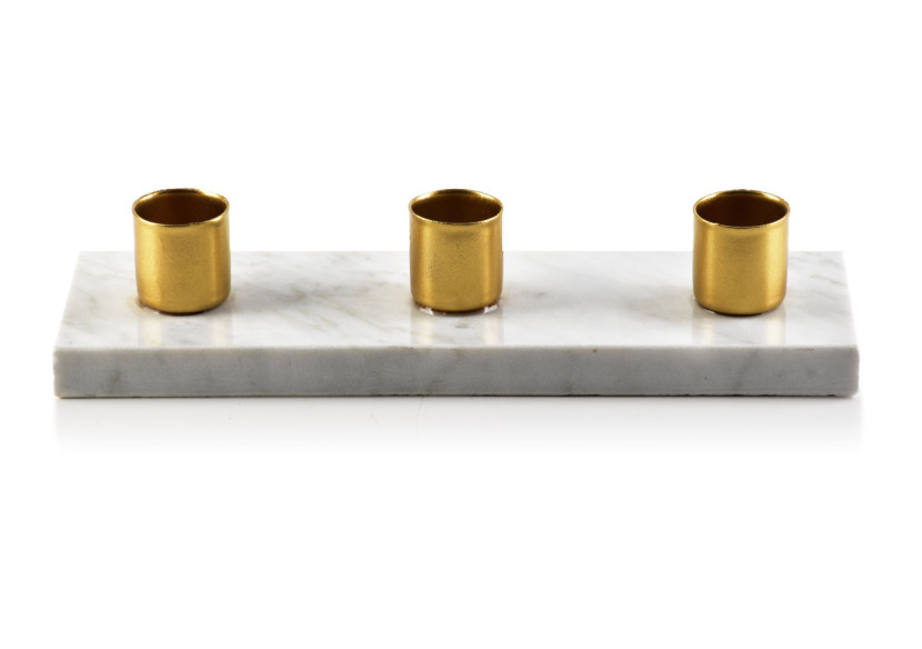 Bougeoir CEDRIC MARBLE - 20x6,5xh4cm pour 3 bougies - HTOP3400-PROM - Mondex