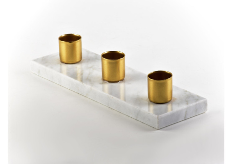 Bougeoir CEDRIC MARBLE - 20x6,5xh4cm pour 3 bougies - HTOP3400-PROM - Mondex 2