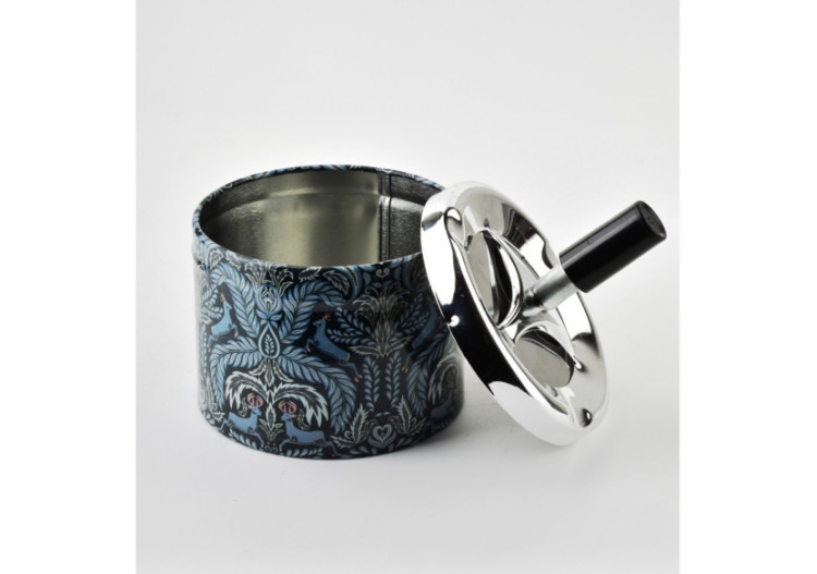 Cendrier ASHLEY - Métal avec bouton 9,3 x 12 cm motif bleu - HTBL9882-PROM - Mondex 2