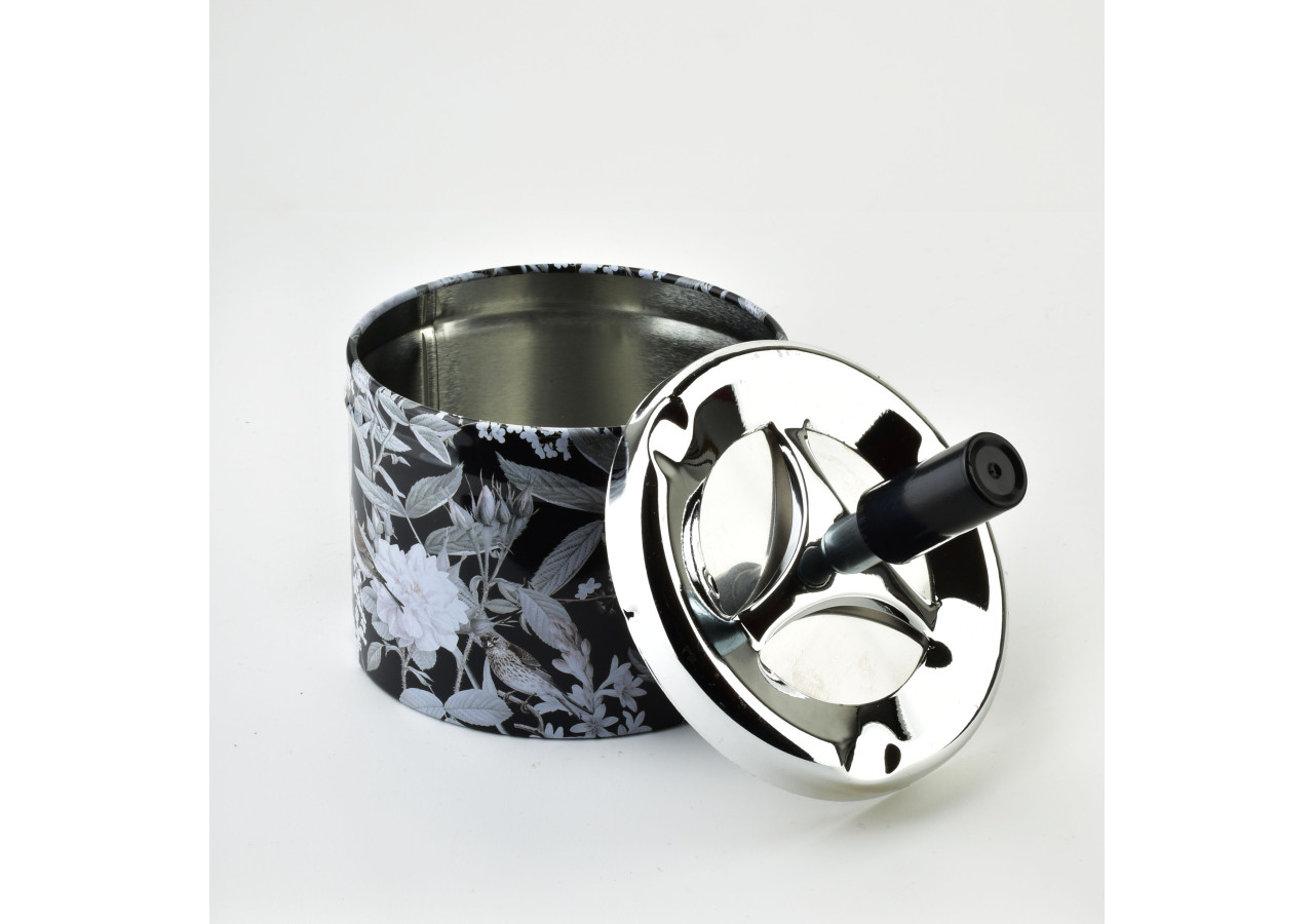 Cendrier ASHLEY - Métal avec bouton 9,3 x 12 cm fleurs - HTBL9905-PROM - Mondex