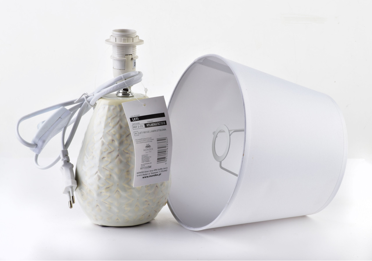 Lampe de table LETI BEIGE - Céramique beige 12x10xh30cm - HTLA8362 - Mondex