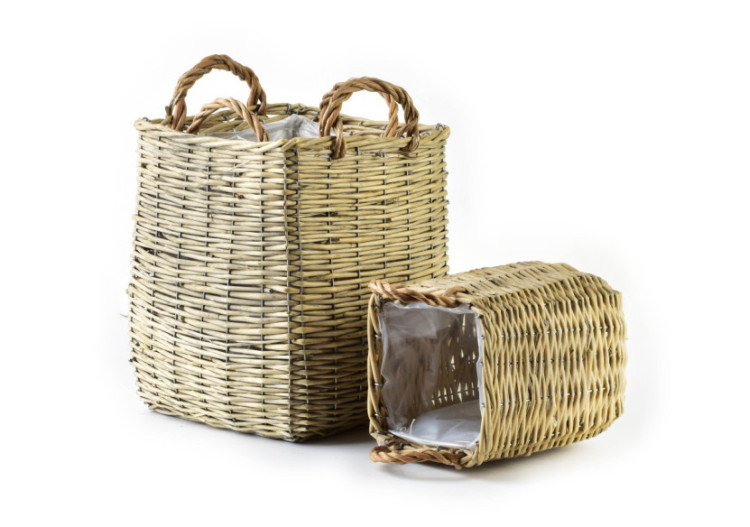 GUSTAV - Ensemble de 3 paniers en osier XL 25x25xH29/35cm, L20x20xH27/H31cm, M16x16xH21/26cm - HIWD9371 - Mondex 2