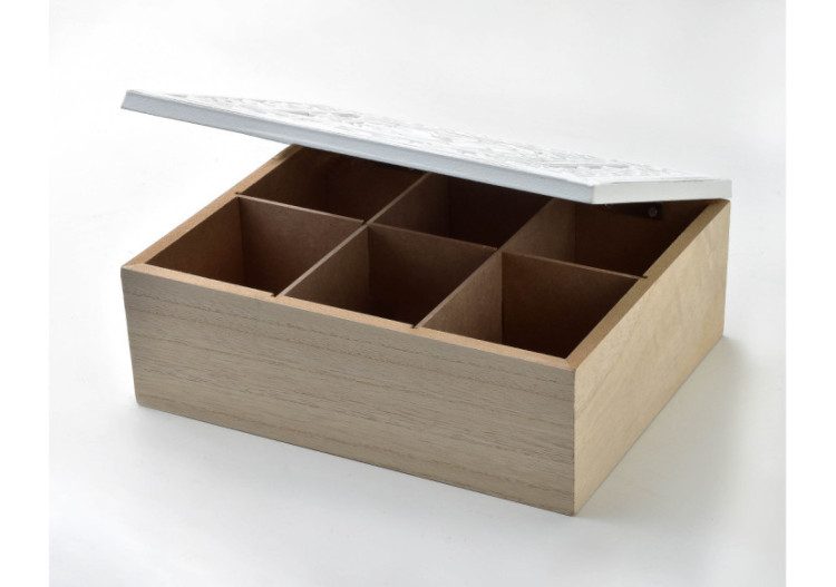 Boîte à thé SADIE - Bois MDF 24.5cm x 19.5cm x 9cm - HTYK4420 - Mondex 2