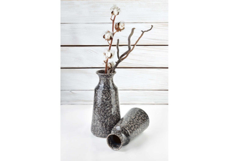 Vase YARINE GREY - Céramique élégante 9,5xH30,5cm - HTTS9715 - Mondex 2