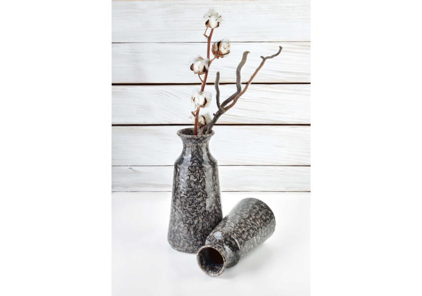Vase YARINE GREY - Céramique élégante 9,5xH30,5cm - HTTS9715 - Mondex