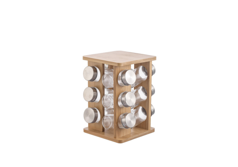 Support à épices MODERN KITCHEN - 12 pots en verre sur un support en bambou - HTXD0131 - Allesken Support à épices MODERN KITCHEN - 12 pots en verre sur un support en bambou - HTXD0131 - Allesken