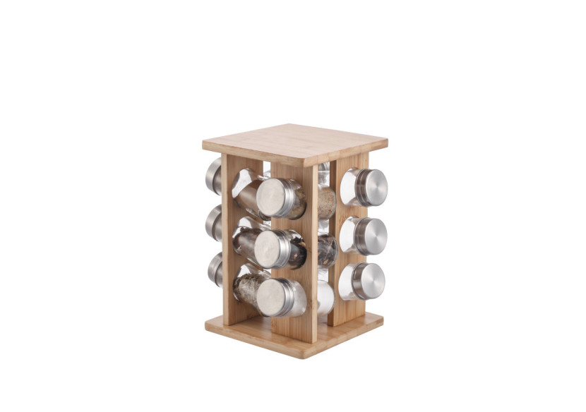 Support à épices MODERN KITCHEN - 12 pots en verre sur un support en bambou - HTXD0131 - Allesken Support à épices MODERN KITCHEN - 12 pots en verre sur un support en bambou - HTXD0131 - Allesken