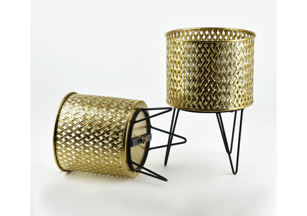 Set de 2 jardinières SWEN - Élégance dorée et noire 20,5x30cm et 18x25cm - HTOP1048-PROM - Mondex