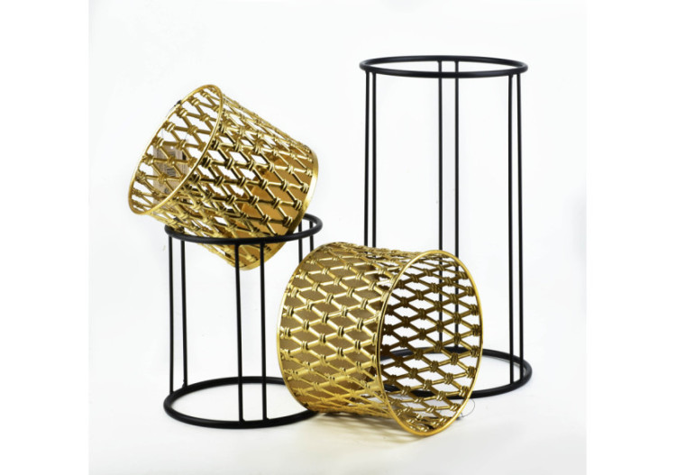 Set de 2 jardinières SWEN - Élégance dorée et noire 20x40cm et 18x22,5cm - HTOP1130-PROM - Mondex 2