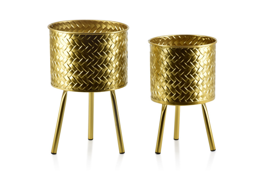 Vase SWEN - 2 pièces dorées L:20xh32cm, M:18xh28cm - HTOP1222-PROM - Mondex