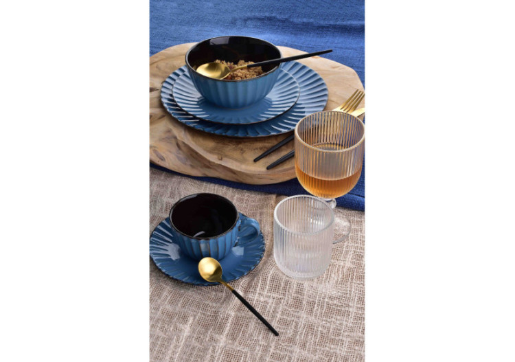 EVIE BLUE - Bol en céramique 600ml 15xh7cm - HTPW4944-PROM - Affekdesign By Mondex 2