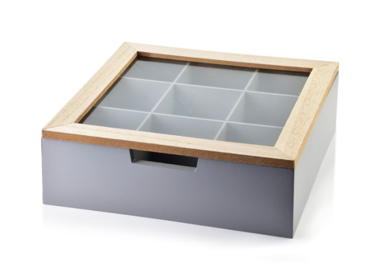 Boîte à thé SADIE - Design rustique 23 x 23 x 8 cm - HTYK6009 - Mondex