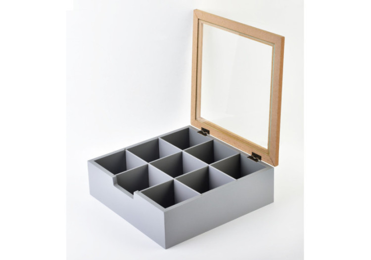 Boîte à thé SADIE - Design rustique 23 x 23 x 8 cm - HTYK6009 - Mondex 2