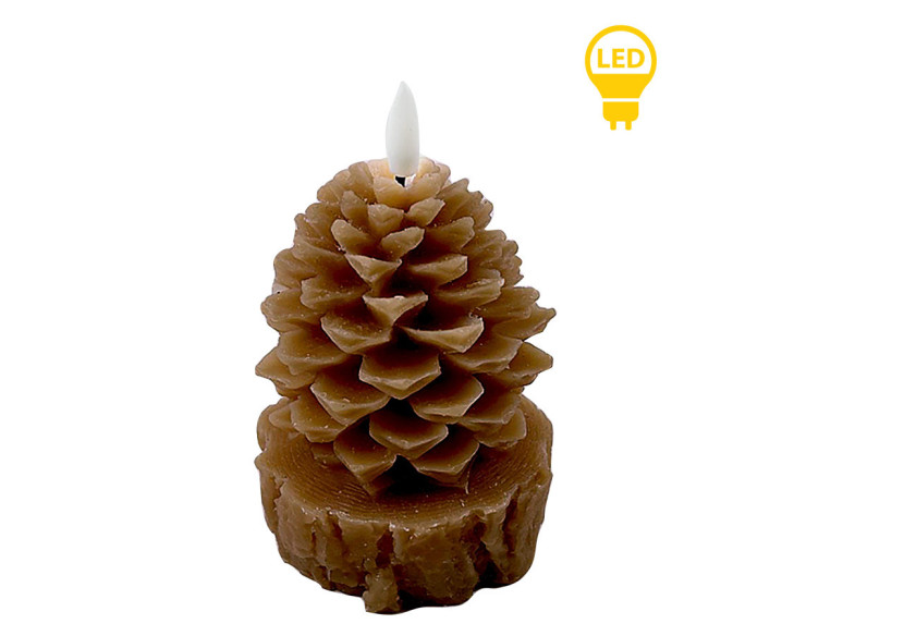 Bougie LED NIKOLAO BROWN - Design en forme de pomme de pin 9x15,5cm - HTYT8861-SW - Mondex