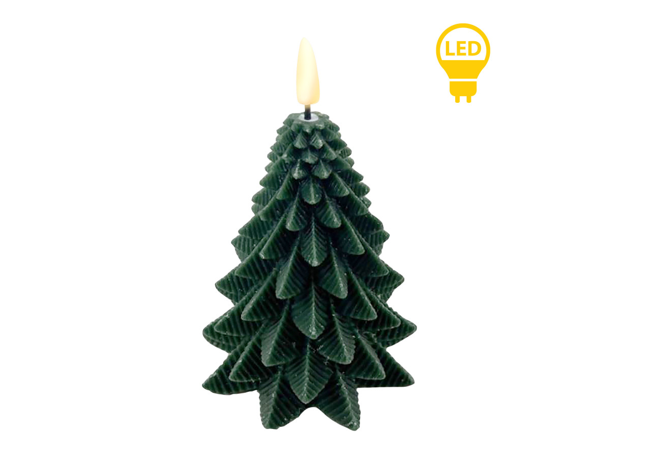 Bougie LED NIKOLAO - Forme de sapin 11x11x15cm - HTYT4832-SW - Mondex