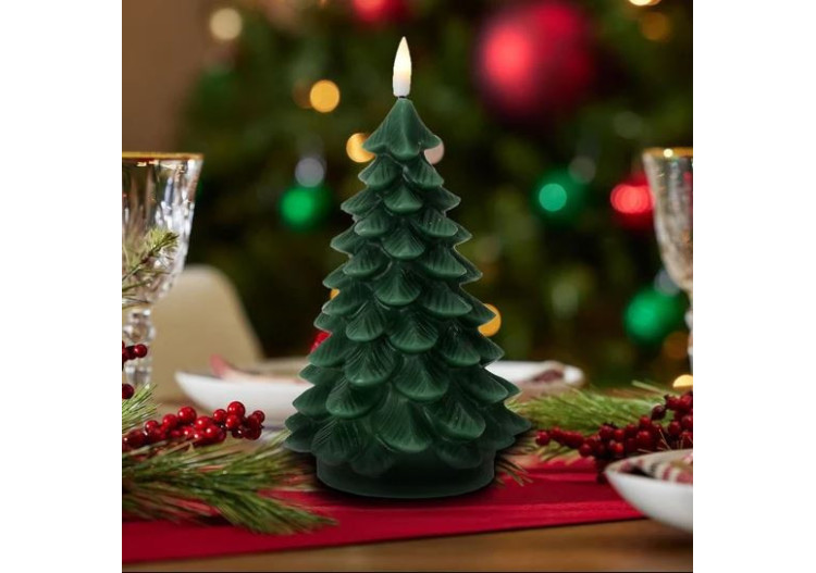 Bougie LED NIKOLAO - Forme de sapin 11x11x15cm - HTYT4832-SW - Mondex 2