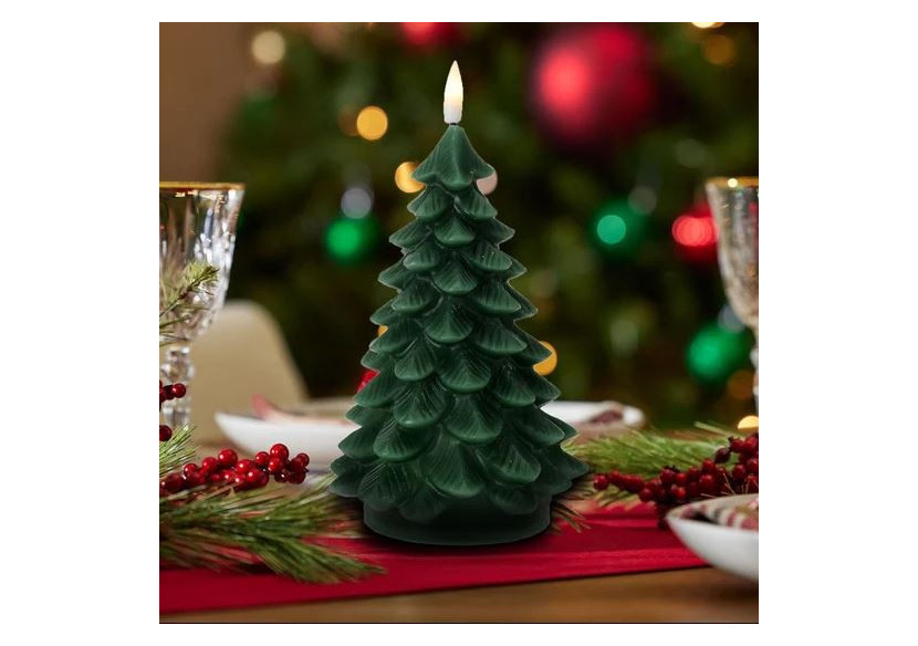 Bougie LED NIKOLAO - Forme de sapin 11x11x15cm - HTYT4832-SW - Mondex Bougie LED NIKOLAO - Forme de sapin 11x11x15cm - HTYT4832-SW - Mondex