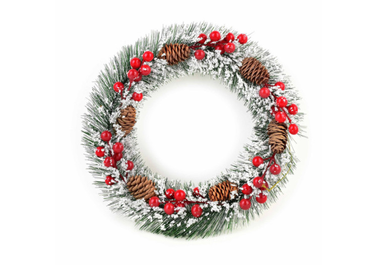 Couronne de Noël SANTA LILA - 30cm en cônes de pin - HIWJ2326-SW - Mondex