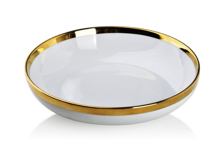 Plat BASIC - Porcelaine 24,8cm x 5,5cm avec contour doré - HTNA0058 - Mondex