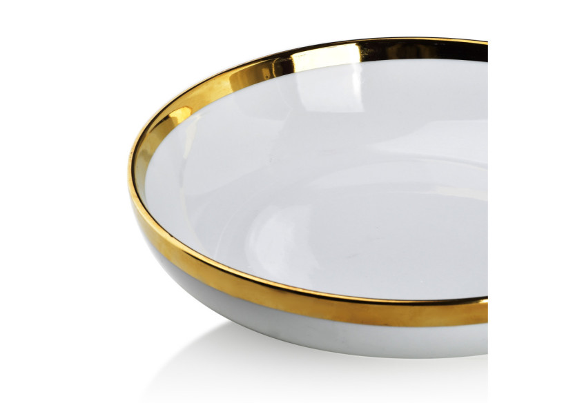 Plat BASIC - Porcelaine 24,8cm x 5,5cm avec contour doré - HTNA0058 - Mondex