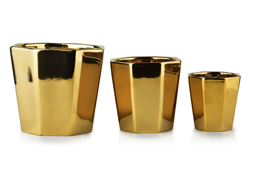 Vasque NEVA GOLD - Ensemble de 3 pots en céramique élégants - HTYE0492 - Mondex