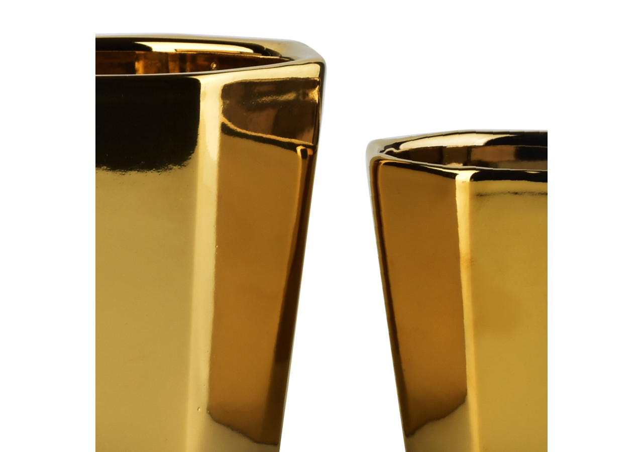 Vasque NEVA GOLD - Ensemble de 3 pots en céramique élégants - HTYE0492 - Mondex