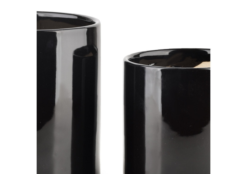 Ensemble de 3 Pots NEVA BLACK - 14x15cm, 11,5x11,5cm et 8,5x8,5cm - HTYE0577-PROM - Mondex