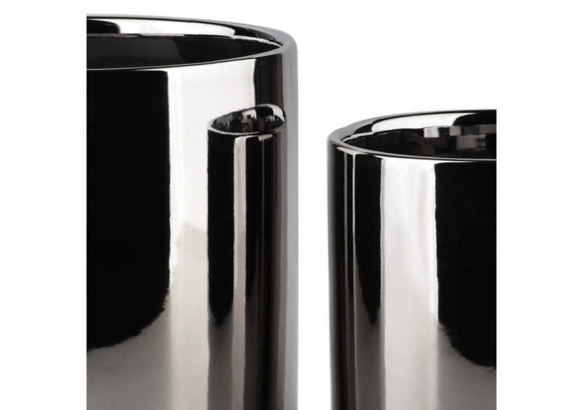 Vasque NEVA SILVER - Ensemble de 3 pots en céramique argentée - HTYE0614 - Mondex