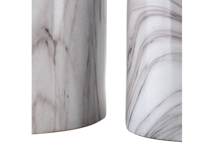 Ensemble de 3 Pots NEVA MARBLE - Céramique imitation marbre XL 14cm, L 11.5cm, M 8.5cm - HTYE0737 - Mondex 2