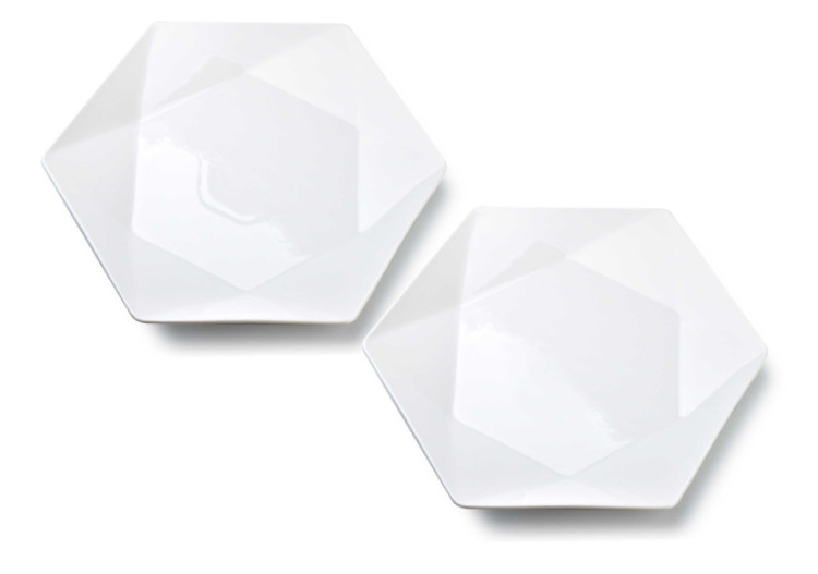 Assiette de Plat RALPH WHITE - Lot de 2, Hexagonale 32.5cm x 28.5cm x h3cm - HTDB8539-PROM - Affekdesign By Mondex
