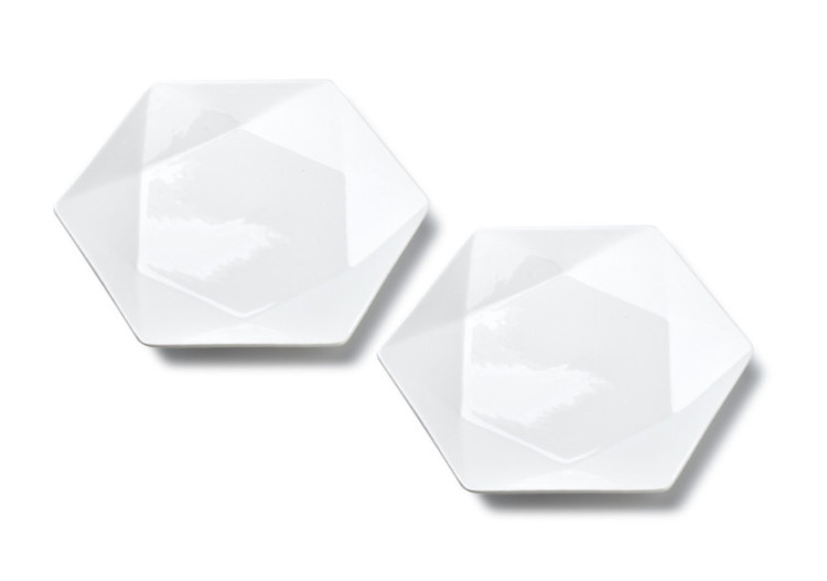 Assiette de Dessert RALPH WHITE - Lot de 2, Hexagonale 24.5cm x 21cm x h2cm - HTDB8546-PROM - Affekdesign By Mondex