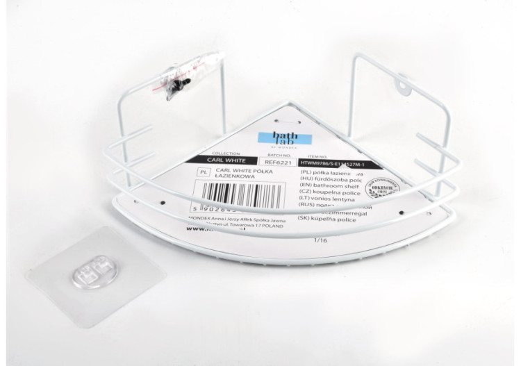 Étagère de salle de bain CARL WHITE - 1 niveau, 9 x 19 x 19 cm - HTWM9786 - Bathlab By Mondex 2