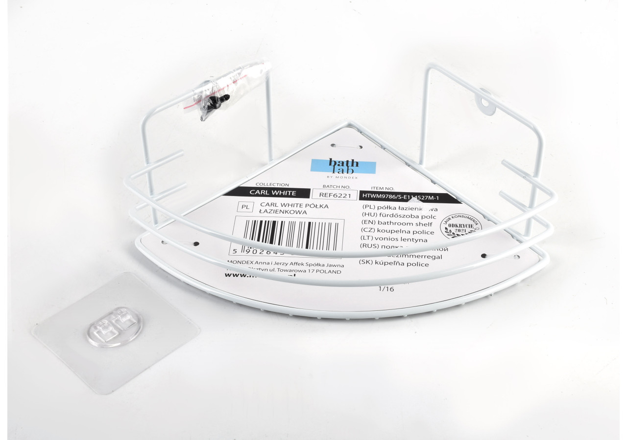 Étagère de salle de bain CARL WHITE - 1 niveau, 9 x 19 x 19 cm - HTWM9786 - Bathlab By Mondex