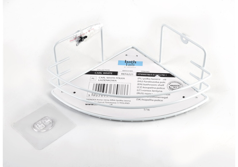 Étagère de salle de bain CARL WHITE - 1 niveau, 9 x 19 x 19 cm - HTWM9786 - Bathlab By Mondex