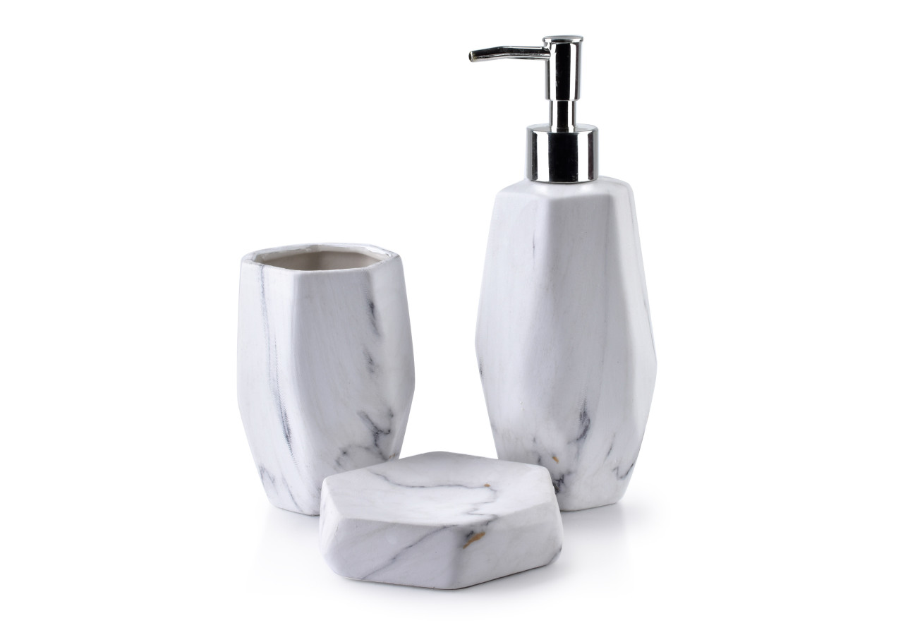 Set de salle de bain ODETTE - Style marbré - HTWM5933 - Bathlab By Mondex