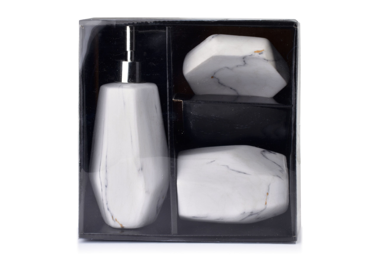 Set de salle de bain ODETTE - Style marbré - HTWM5933 - Bathlab By Mondex