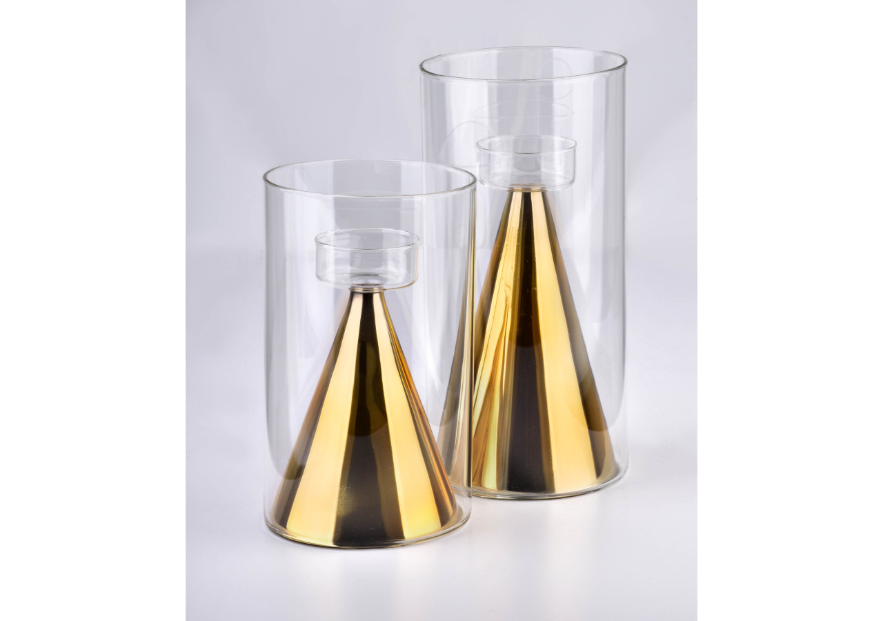 Photophore RITA GOLD - 12x12x25cm en verre - HTRD7487 - Mondex